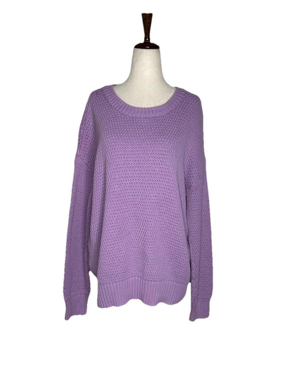 Pact Sweater Womens Size Large Purple Organic Cotton Chunky Knit Capsule Casual
